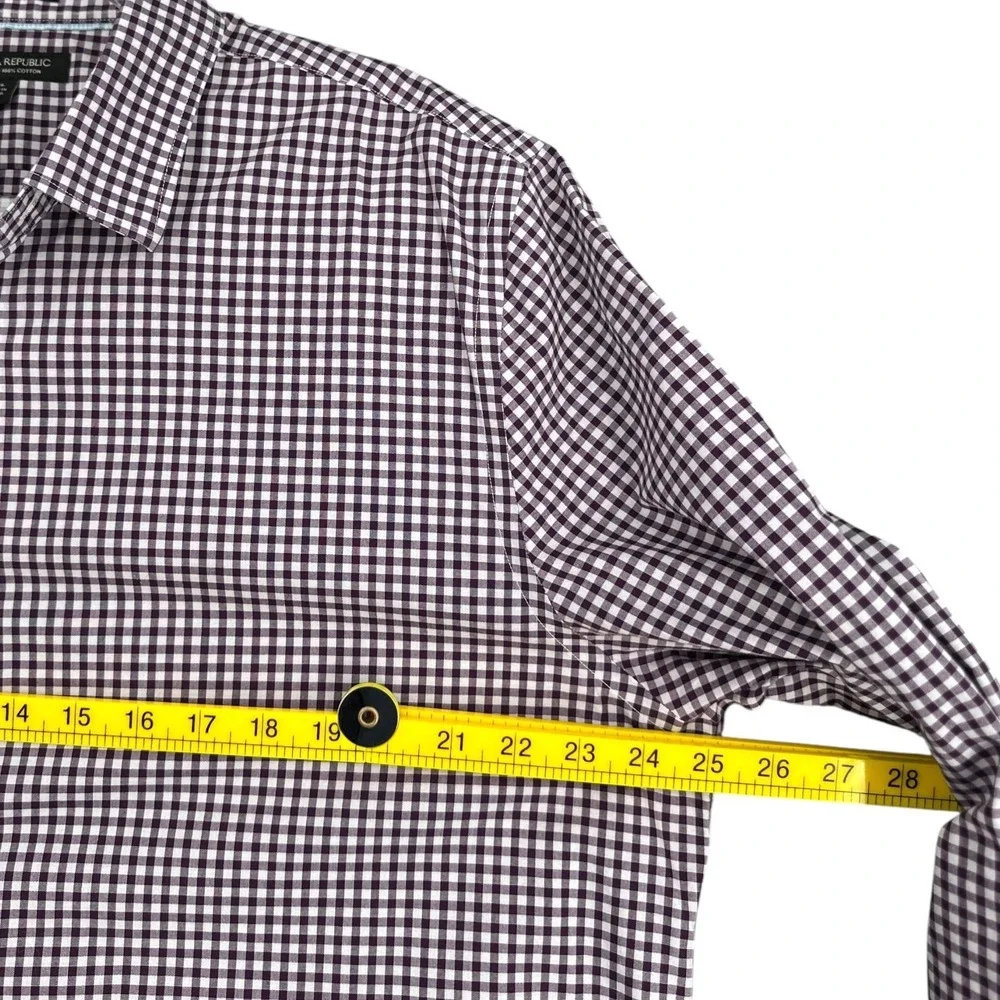 Banana Republic Slim Fit Gingham Check Long‎ Sleeve Dress Shirt Mens XL Cotton